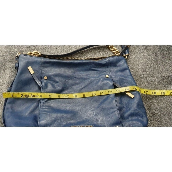 MICHAEL KORS BLUE LEATHER GOLD CHAIN DEVON LARGE SHOULDER TOTE BAG PURSE - Picture 14 of 16